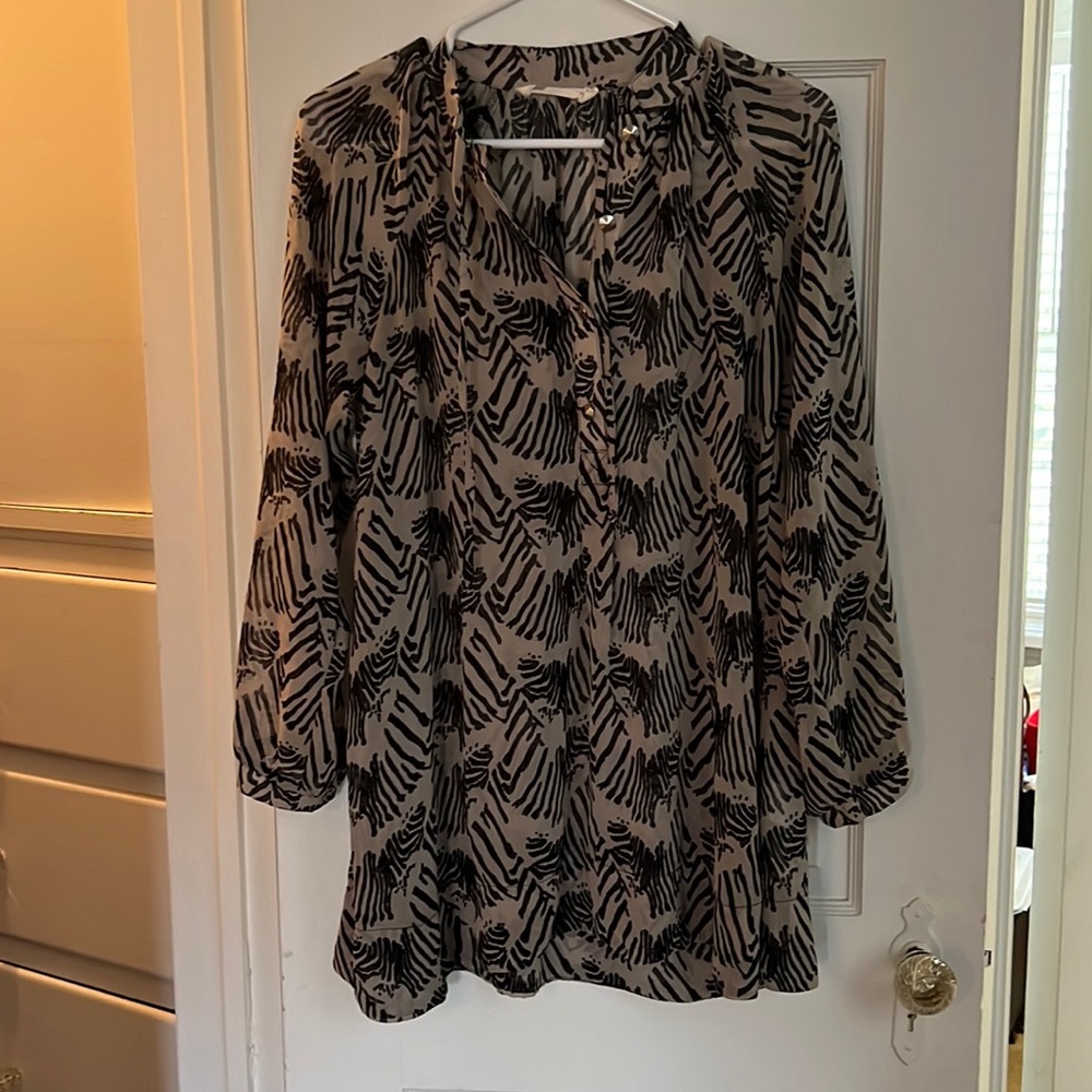Buddy Love Zebra long-sleeved sheer tunic blouse